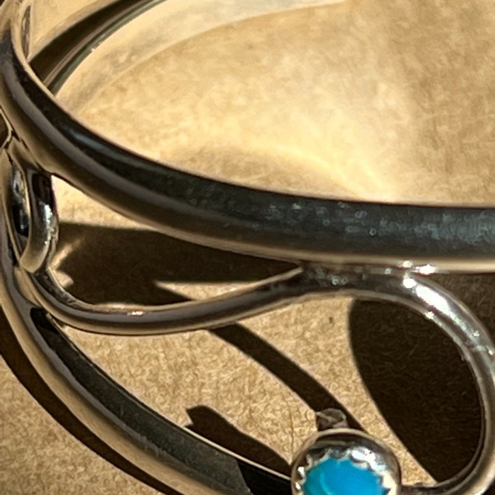 Turquoise Bangle, Silver Colored Bangle,Stacking … - image 6